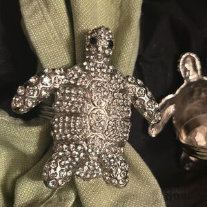 PAIR Sea Turtle BLING BLING NAPKIN RINGS